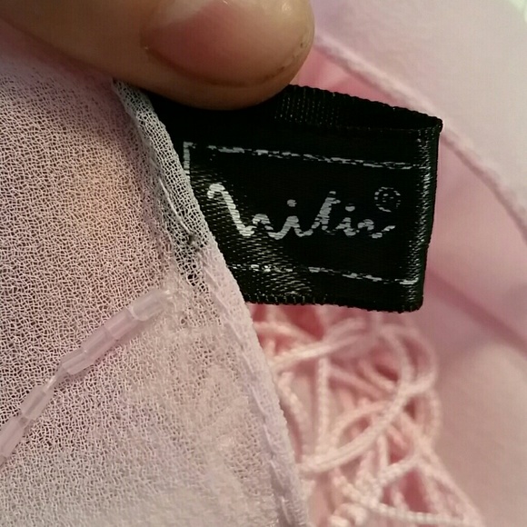 ❌Pink Sheer Scarf Beaded Detail❌ - Picture 5 of 6